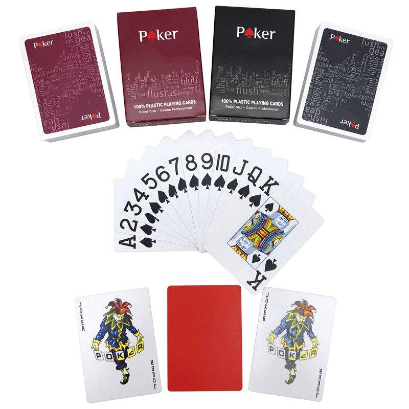 Jeu de cartes de Poker en plastique, 54 pièces/paquet, étanche, couleur  unie, noir, nouvelle Collection - AliExpress