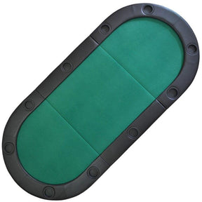 Dessus table de poker avec tapis central vert.