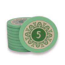 Jeton de poker 14g en céramique de couleur verte claire et de valeur 5.