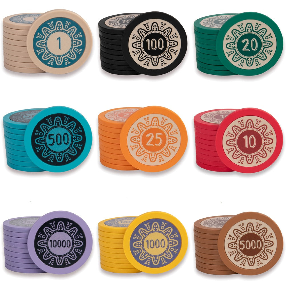 Les jetons de poker 14g de toutes les couleurs.