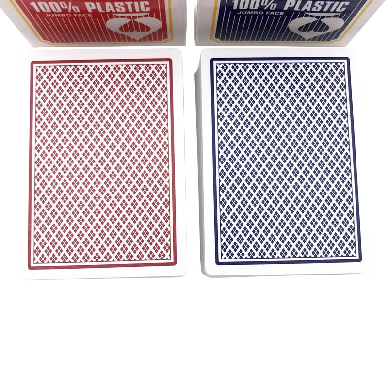 Présentation des dos de cartes des paquets jumbo rouge et bleu