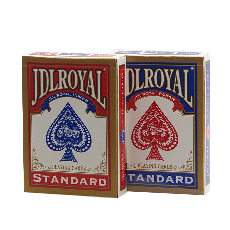 Jeu de cartes de poker JD Royal rouge et bleu sur fond blanc
