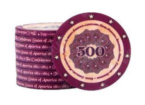 Jeton de poker Texas Hold'em de couleur fuchsia et de valeur 500.
