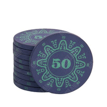 jeton de poker 14g céramique mex v2 bleu de valeur 50.