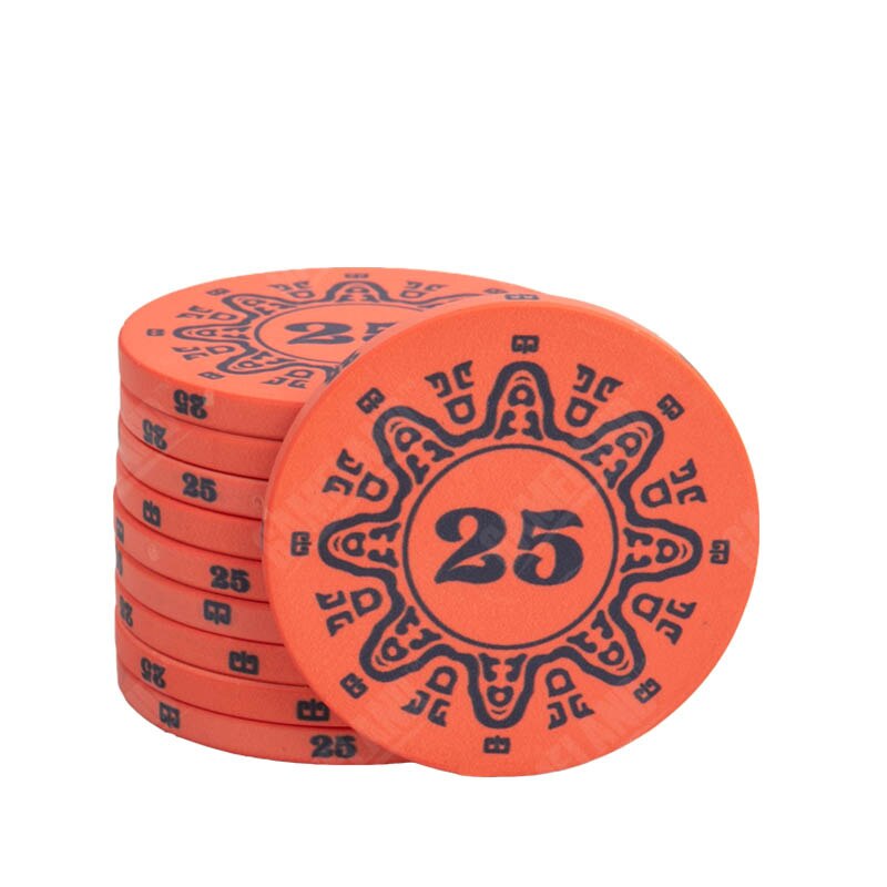 jeton de poker 14g céramique mex v2 orange de valeur 25.
