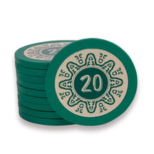 Jeton de poker 14g en céramique de couleur verte et de valeur 20.