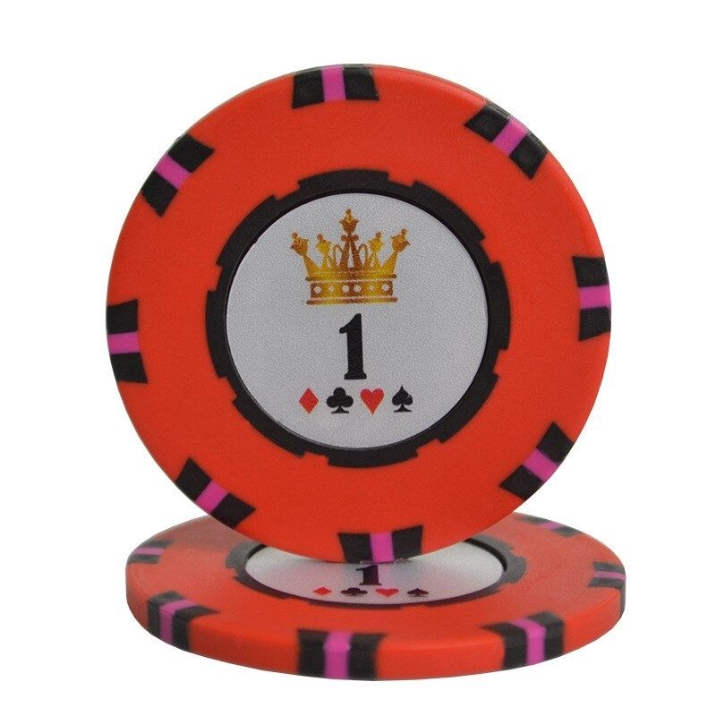 Jeton de poker en argile de couleur rouge et de valeur 1.