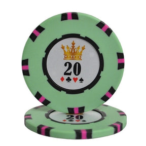 Jeton de poker en argile de couleur vert lime et valeur 20.