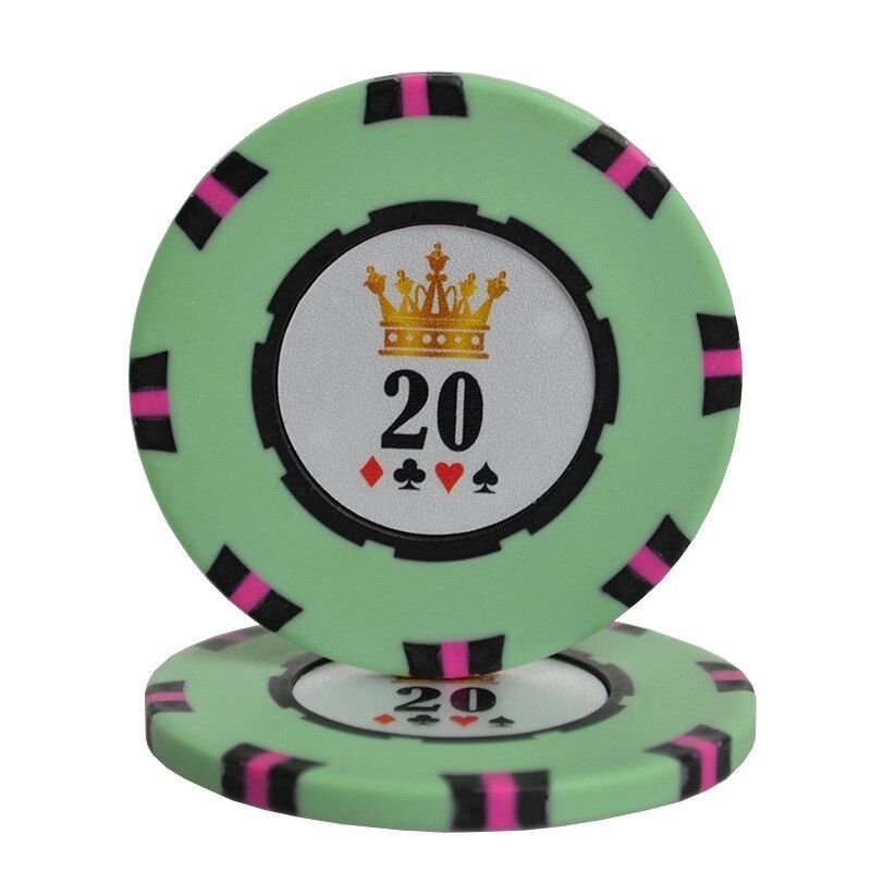 Jeton de poker en argile de couleur vert lime et valeur 20.