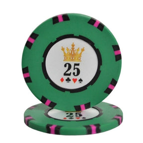 Jeton de poker en argile de couleur vert et de valeur 25.
