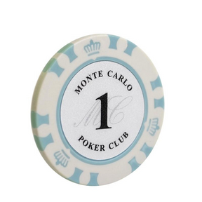 Le jeton de poker avec valeur Monte Carlo blanc de valeur 1