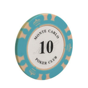 Le jeton de poker avec valeur Monte Carlo bleu ciel de valeur 10.