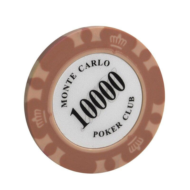 Le jeton de poker avec valeur Monte Carlo brun de valeur 10000.
