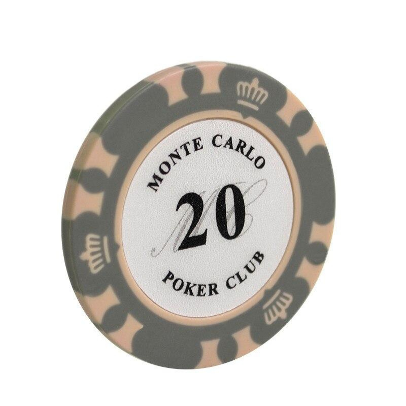 Le jeton de poker avec valeur Monte Carlo gris de valeur 20.