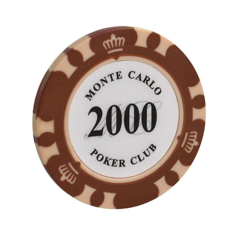 Le jeton de poker avec valeur Monte Carlo marron de valeur 2000.