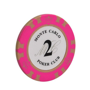 Le jeton de poker avec valeur Monte Carlo rose de valeur 2.