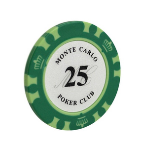 Le jeton de poker avec valeur Monte Carlo vert de valeur 25.