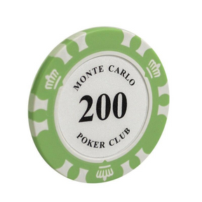 Le jeton de poker avec valeur Monte Carlo vert pale de valeur 200.