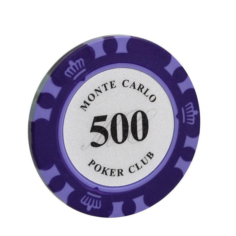 Le jeton de poker avec valeur Monte Carlo violet de valeur 500.