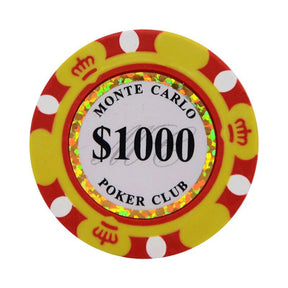 Le jeton de poker cash game Mont Carlo jaune de valeur 1000.