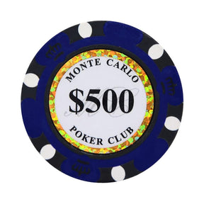Le jeton de poker cash game Mont Carlo noir et bleu de valeur 500