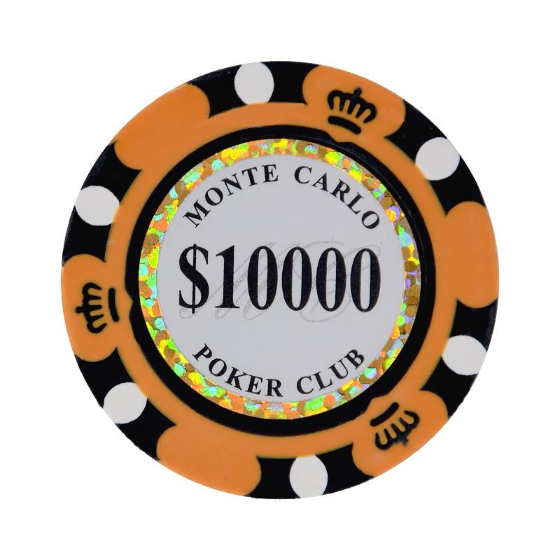 Le jeton de poker cash game Mont Carlo orange de valeur 10000