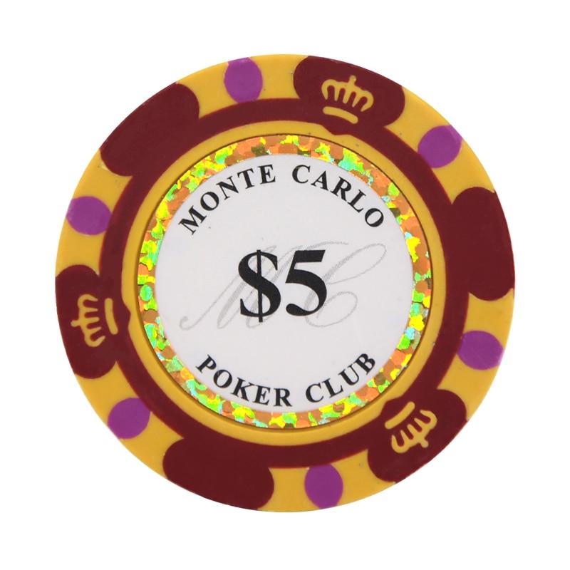 Le jeton de poker cash game Mont Carlo rouge de valeur 5