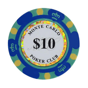 Le jeton de poker cash game Mont Carlo turquoise de valeur 10.