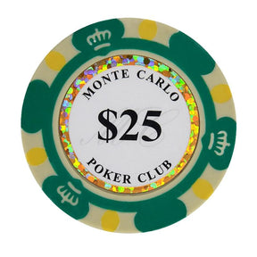 Le jeton de poker cash game Mont Carlo vert de valeur 25.