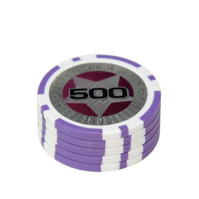 Une pile de jeton de poker sticker stars violet