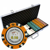 Malette de poker haut de gamme avec 500 jetons en clay composite crown orange