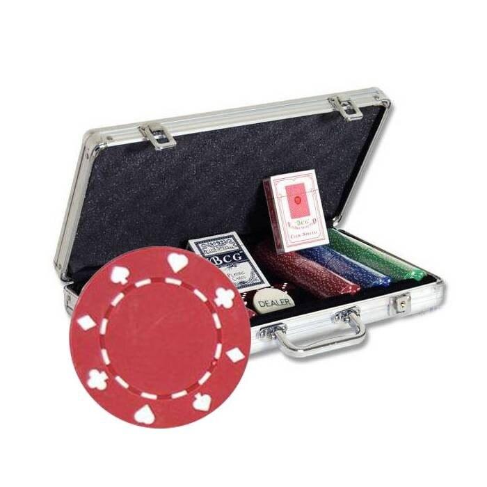 Une mallette de poker 300 jetons pour jouer jusqu'à 6 joueurs vendue avec un tapis en feutrine