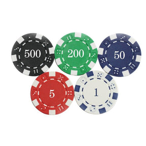 Les 5 jetons disponibles dans la malette de poker 300 jetons