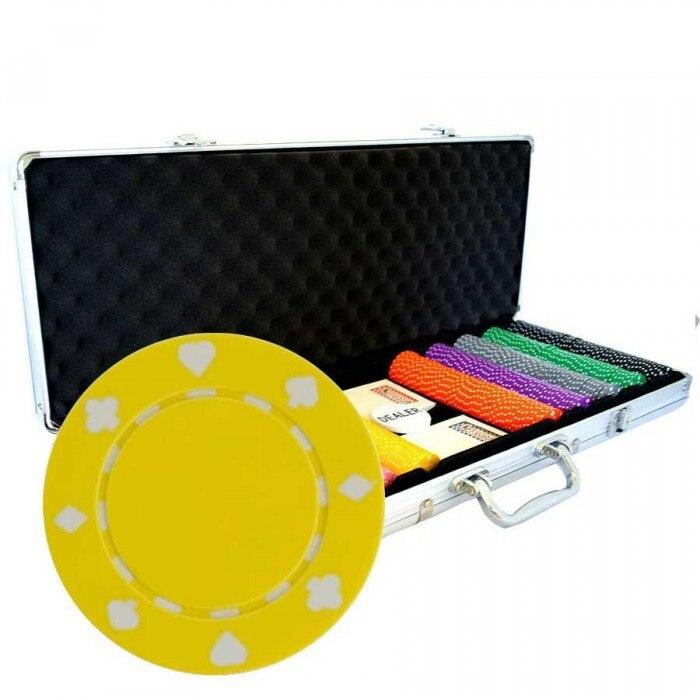 Une mallette de poker 500 jetons avec des jetons de poker suited colorés