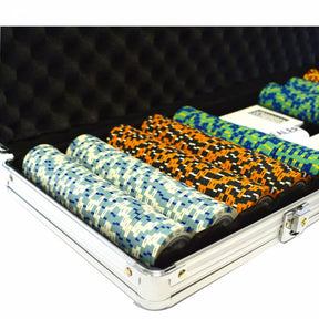 Une malette de poker 500 jetons crown orange haut de gamme en clay composite