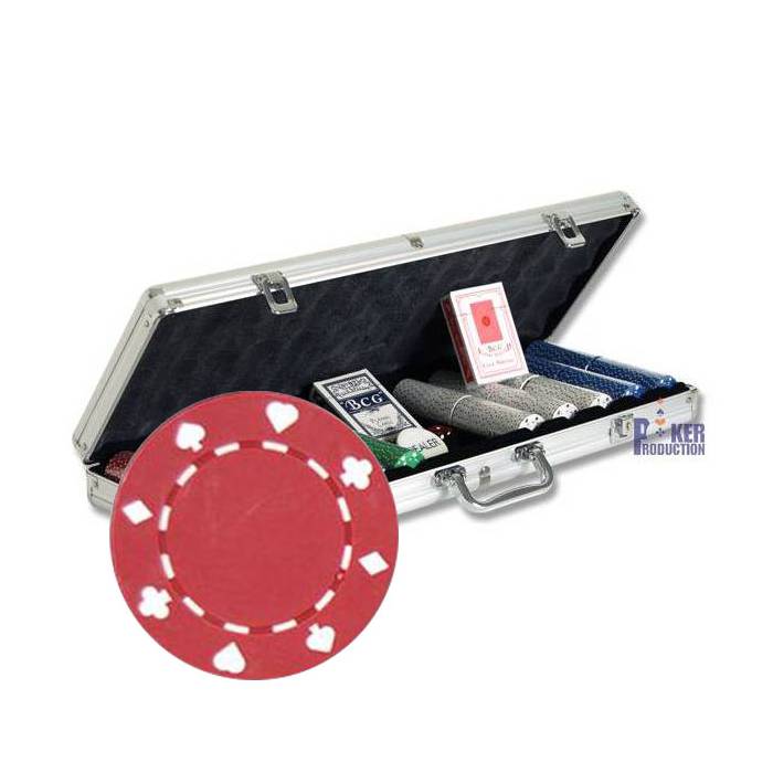 Une mallette de poker 500 jetons en abs avec inster métallique suited
