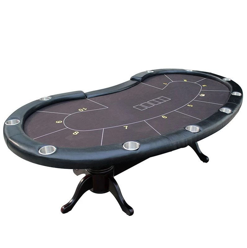 Une table de poker haut de gamme avec un tapis central de jeu noir