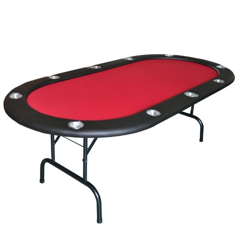 Table poker pliante avec tapis centrale rouge format 10 joueurs