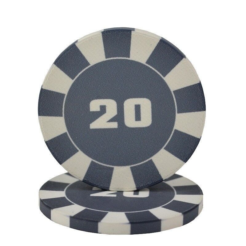 Lot de jeton de poker céramique le jeton gris de valeur 20.