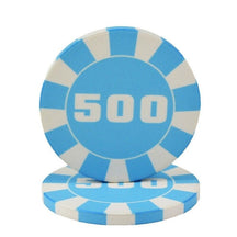 Lot de jeton de poker céramique le jeton bleu ciel de valeur 500.
