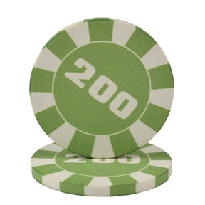 Lot de jeton de poker céramique le jeton vert lime de valeur 200.