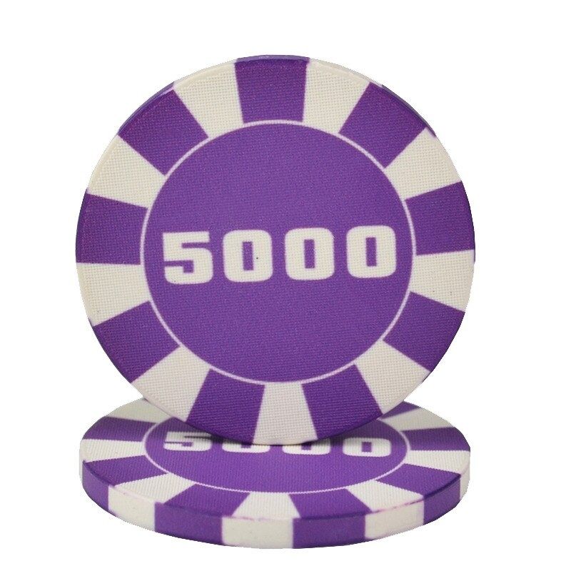 Lot de jeton de poker céramique le jeton  violet de valeur 5000.