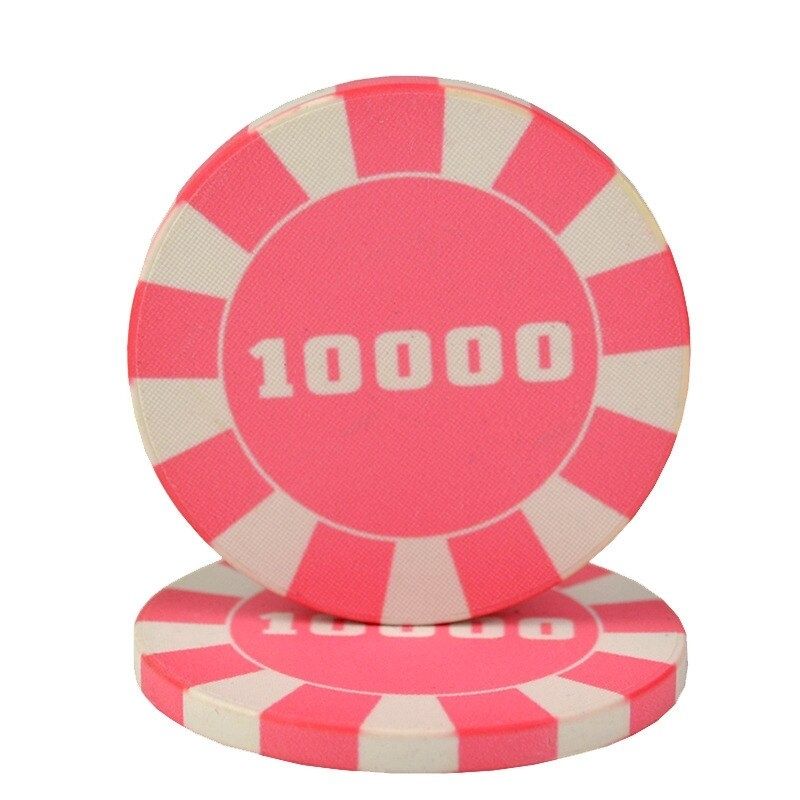 Lot de jeton de poker céramique le jeton rose de valeur 10 000.