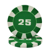 Lot de jeton de poker céramique le jeton vert de valeur 25.