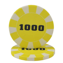 Lot de jeton de poker céramique le jeton jaune de valeur 1000.
