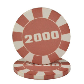Lot de jeton de poker céramique le jeton marron de valeur 2000.