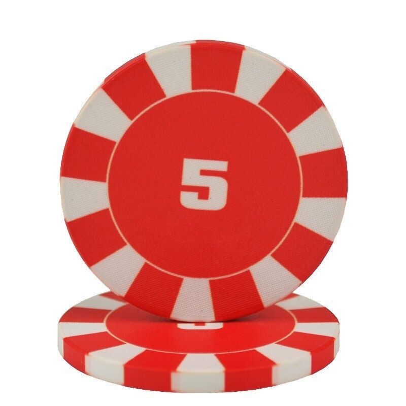 Lot de jeton de poker céramique le jeton rouge de valeur 5.