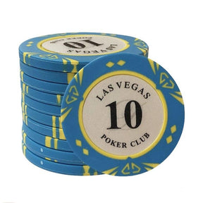Le jeton de poker Las Vegas bleu clair de valeur 10.