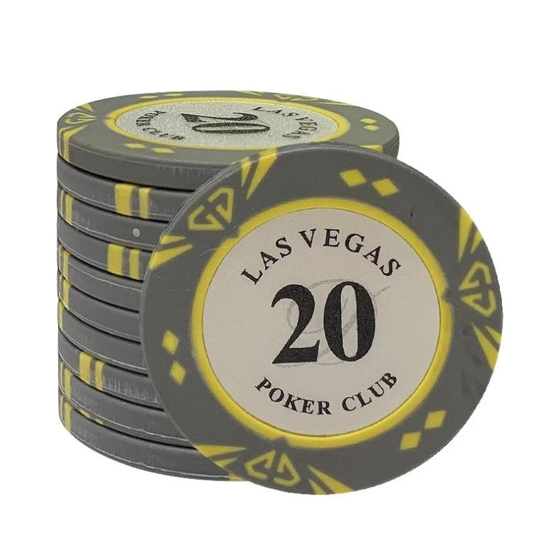 Le jeton de poker Las Vegas gris de valeur 20.