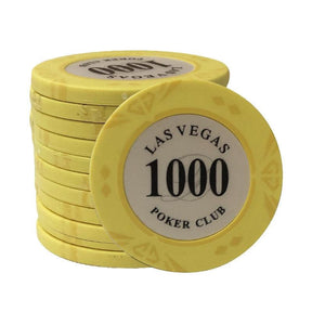 Le jeton de poker Las Vegas jaune de valeur 1000.